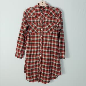 Theory Kenvel Henman Plaid Pearl Snap Dress Raw Hem Western‎ Womens Size 2